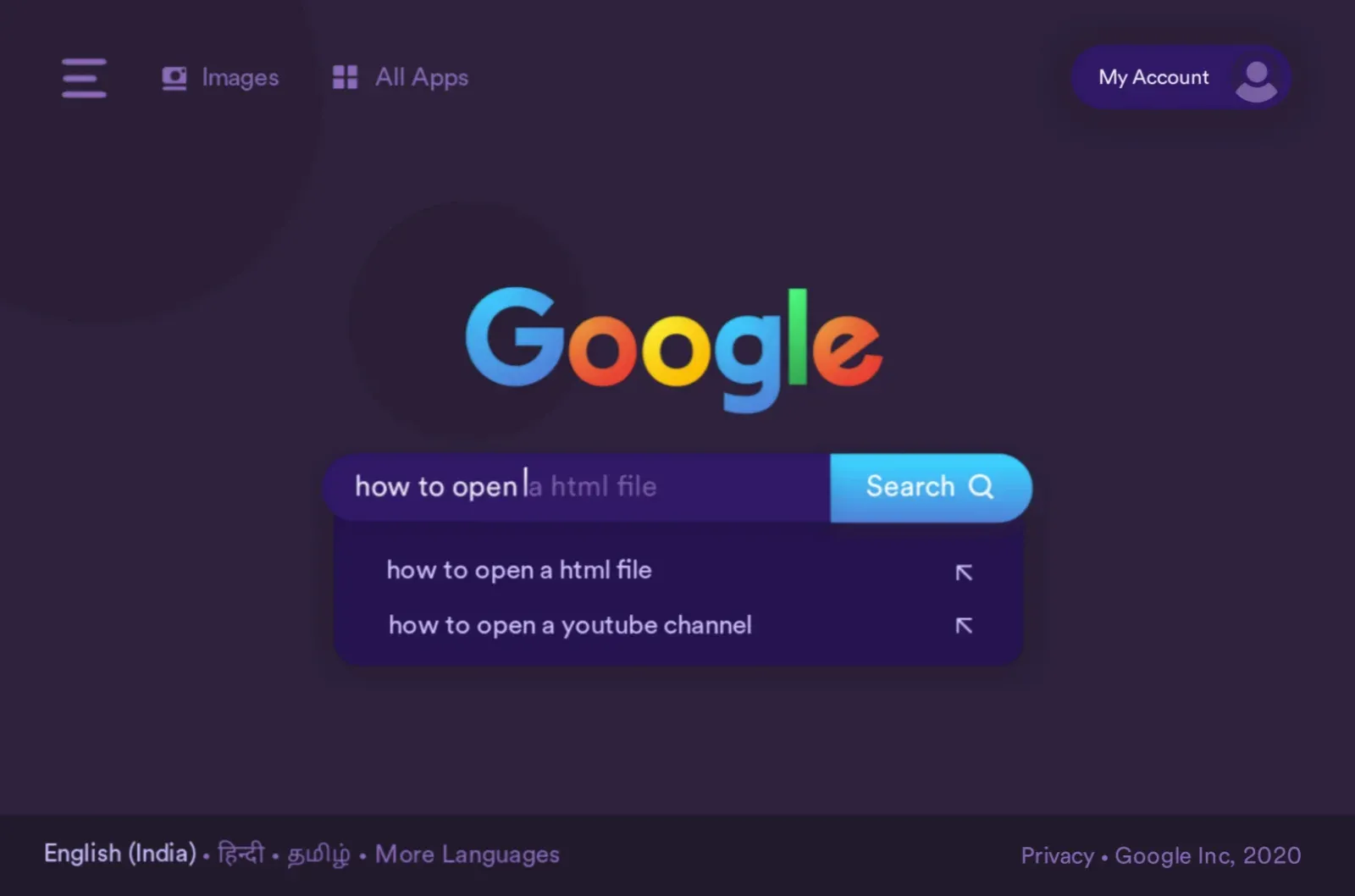 Google Dark Mode UI Concept