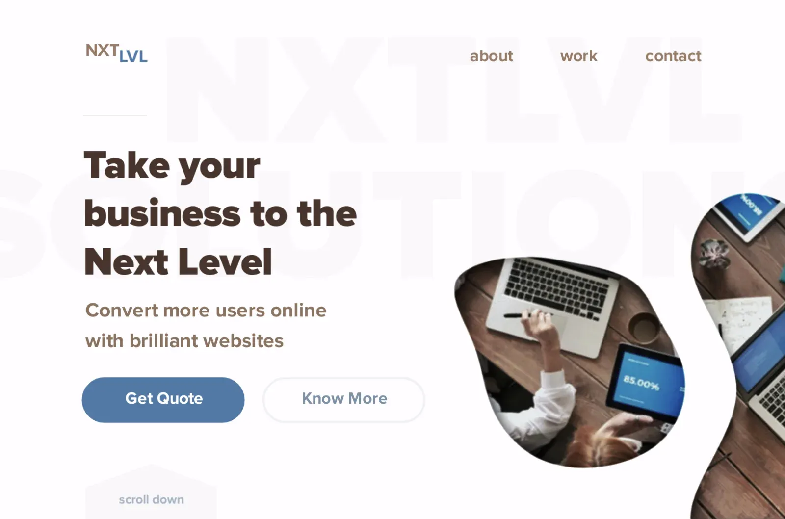 NxtLvl Website Landing Page Concept